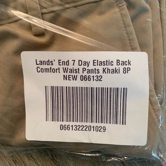 NWT LANDS' END 7 DAY ELASTIC BACK COMFORT WAIST PANTS KHAKI 8P (PETITE) - Picture 6 of 7